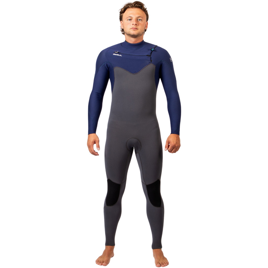 2026 GUL Da Uomo Yulex Flexor 3/2mm Chest Zip Muta FX1219-GRBL - Grey / Blue